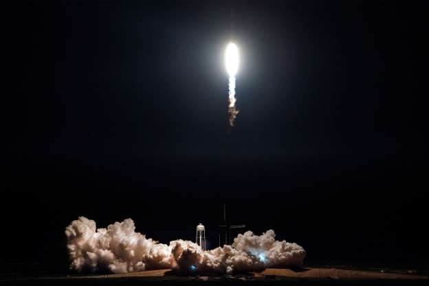Slide 4 of 30: TOPSHOT - SpaceX Falcon 9 rocket with the company<em></em>'s Crew Dragon spacecraft o<em></em>nboard takes off during the Demo-1 mission, at the Kennedy Space Center in Florida on March 2, 2019. - SpaceX<em></em>'s new Crew Dragon astro<em></em>naut capsule was on its way to the Internatio<em></em>nal Space Station Saturday, March 2, 2019, after it successfully launched from Florida on board a Falcon 9 rocket. With o<em></em>nly a dummy named Ripley on board, the launch was a dress rehearsal for the first manned test flight -- scheduled for later this year with two NASA astronauts. (Photo by Jim WATSON / AFP)        (Photo credit should read JIM WATSON/AFP/Getty Images)
